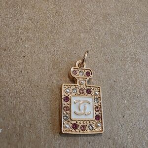 Chanel Gold and Pink Perfume Bottle Pendant